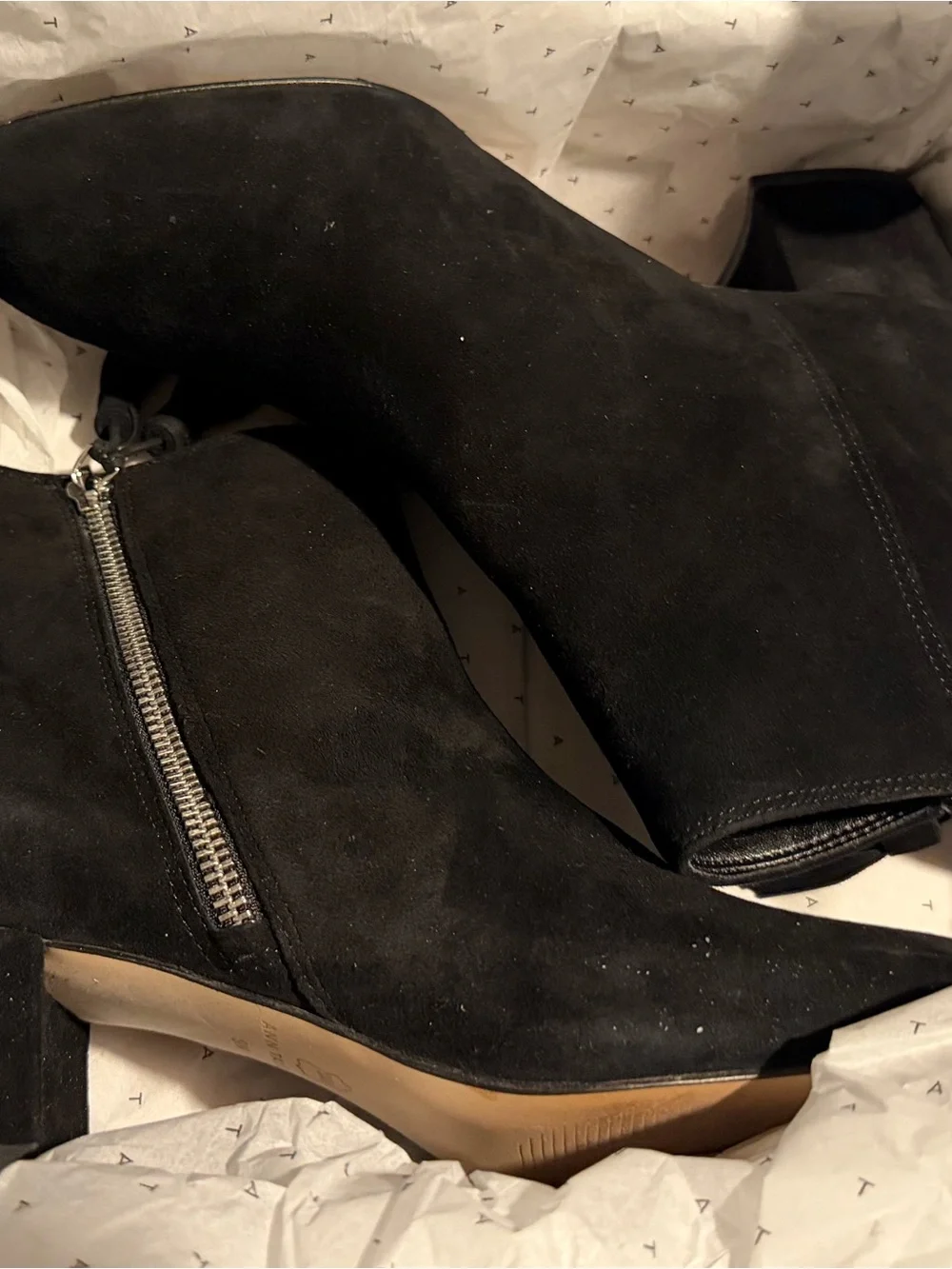 Ann Taylor Black Suede Tassel Zip Ankle Boots